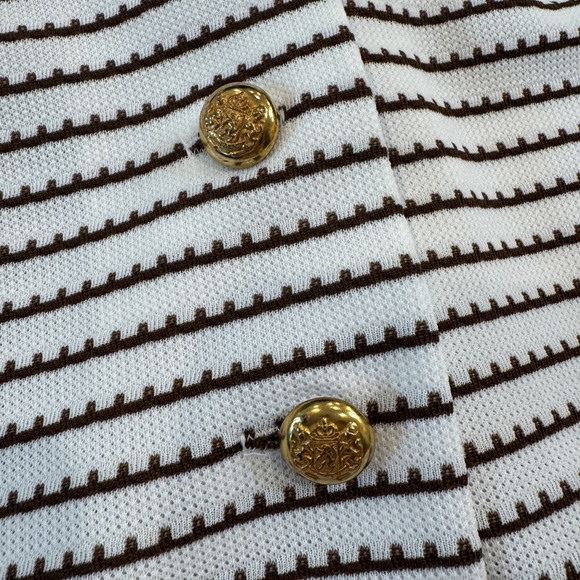 Vintage David Crystal Knit Dress‎ Gold Button Striped Short Sleeve Size Small? - Picture 4 of 9